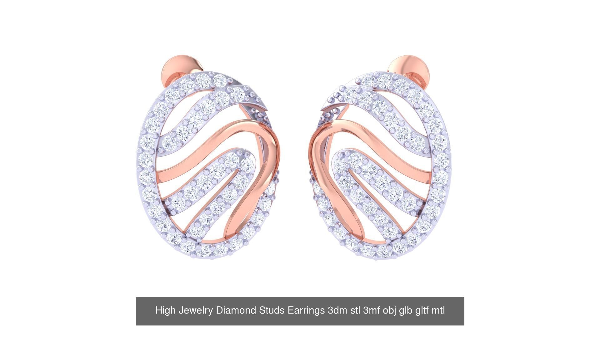 71 High Jewelry Diamond Studs Earrings 3dm stl 3mf obj 3D Model Collection_54