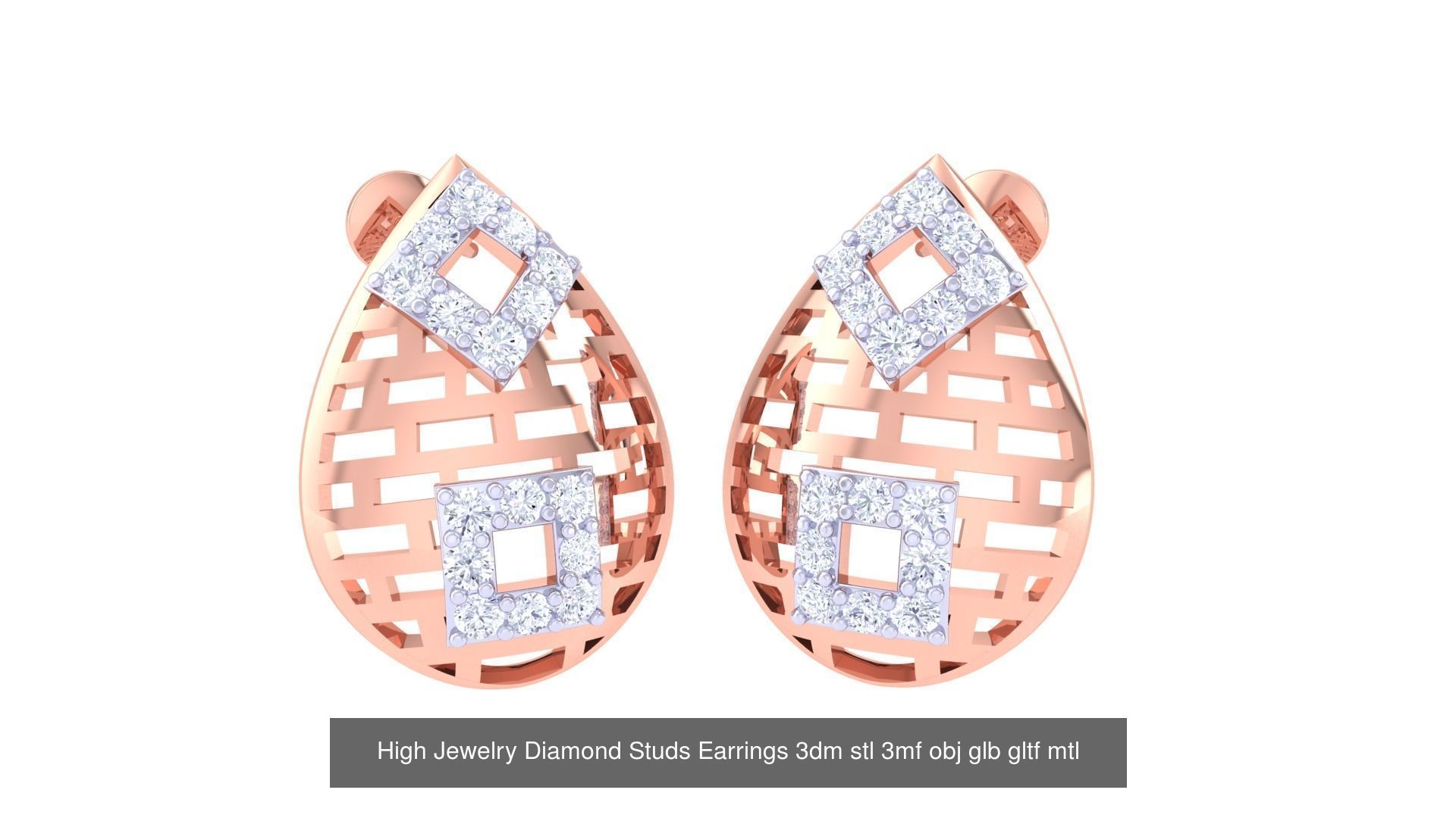 71 High Jewelry Diamond Studs Earrings 3dm stl 3mf obj 3D Model Collection_34