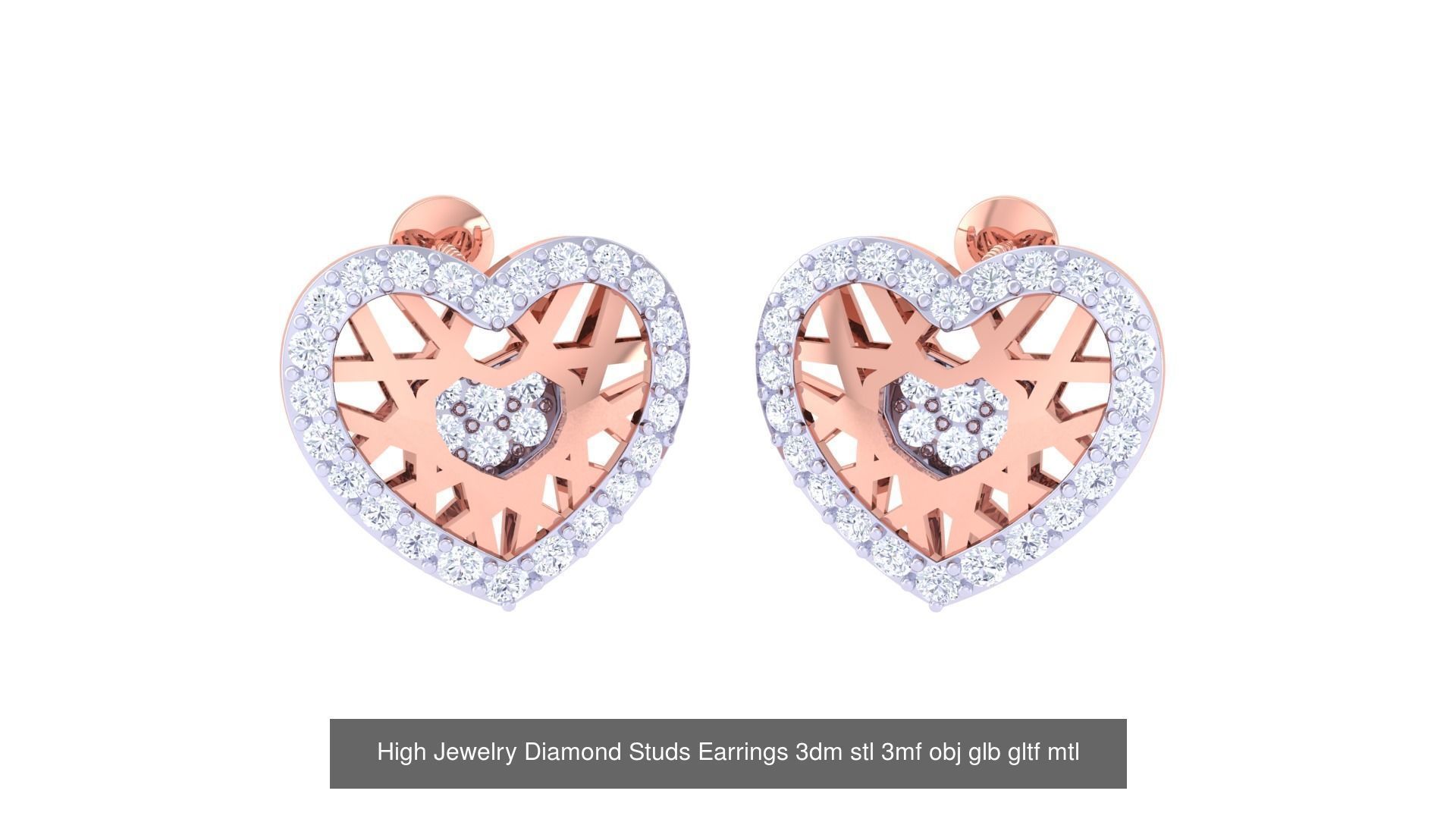 71 High Jewelry Diamond Studs Earrings 3dm stl 3mf obj 3D Model Collection_50