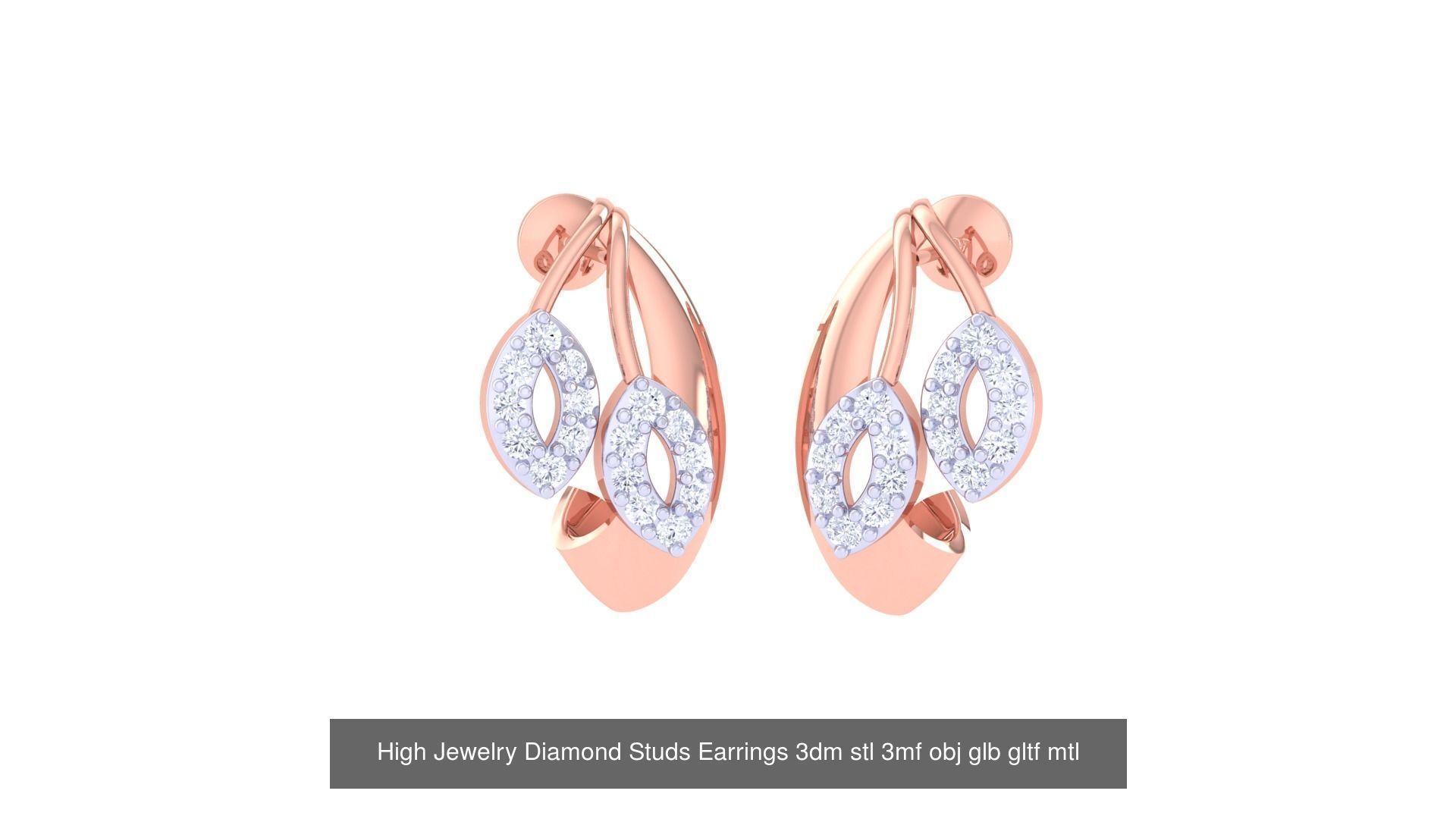 71 High Jewelry Diamond Studs Earrings 3dm stl 3mf obj 3D Model Collection_60