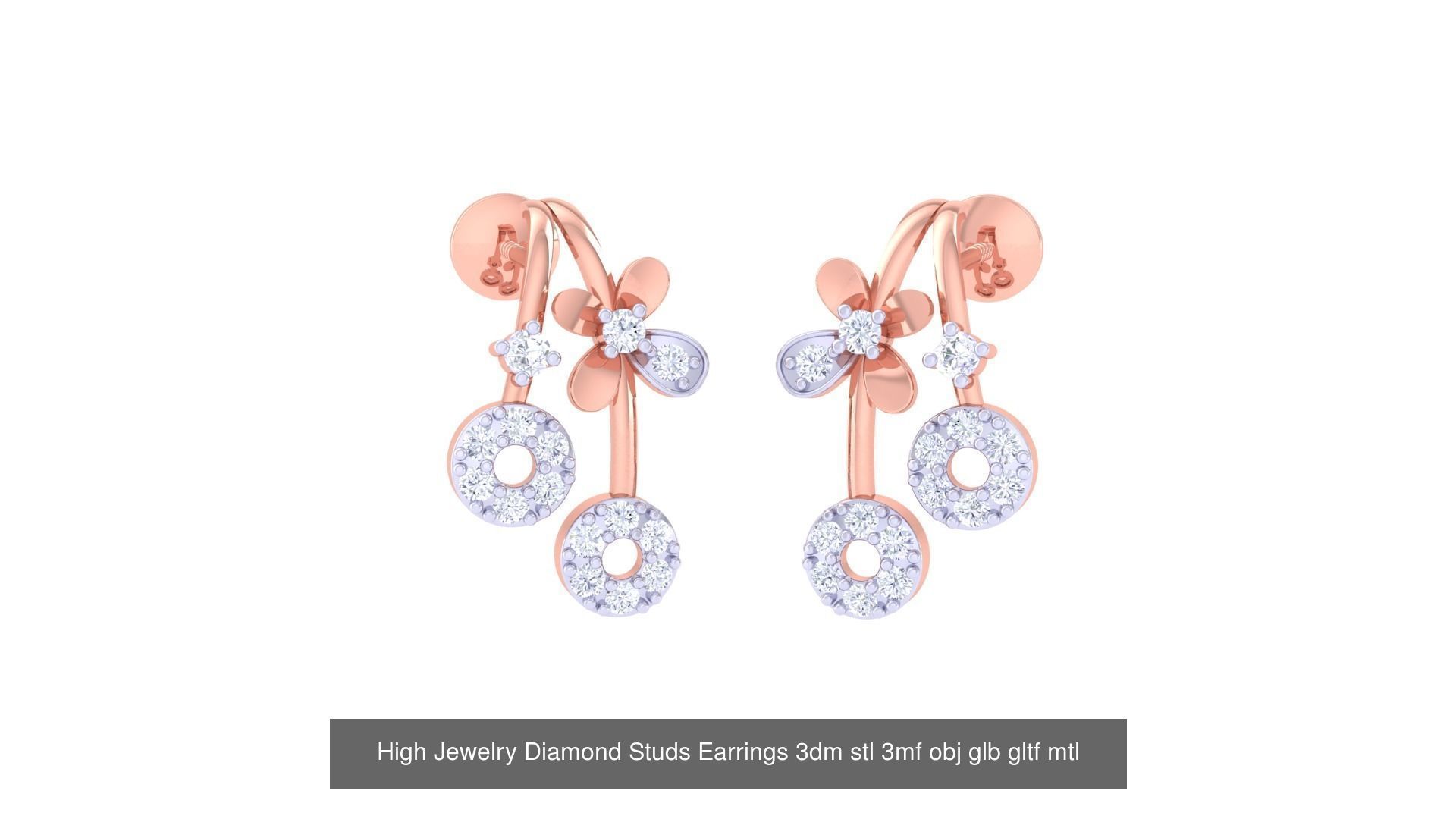 71 High Jewelry Diamond Studs Earrings 3dm stl 3mf obj 3D Model Collection_61