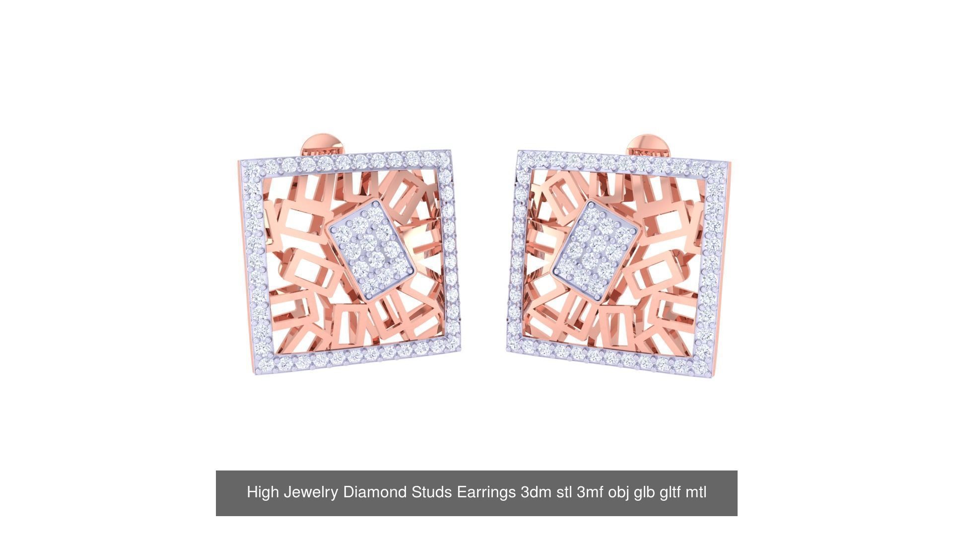 71 High Jewelry Diamond Studs Earrings 3dm stl 3mf obj 3D Model Collection_40