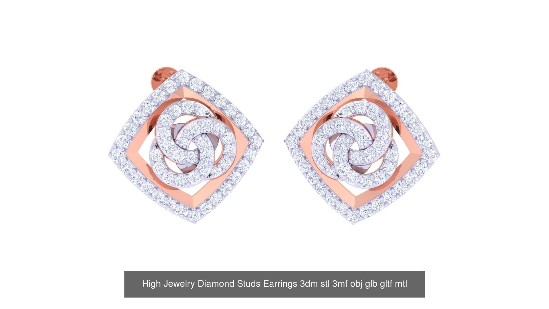 71 High Jewelry Diamond Studs Earrings 3dm stl 3mf obj 3D Model Collection_12