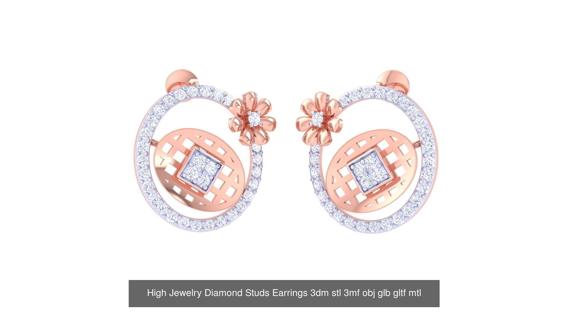 71 High Jewelry Diamond Studs Earrings 3dm stl 3mf obj 3D Model Collection_21