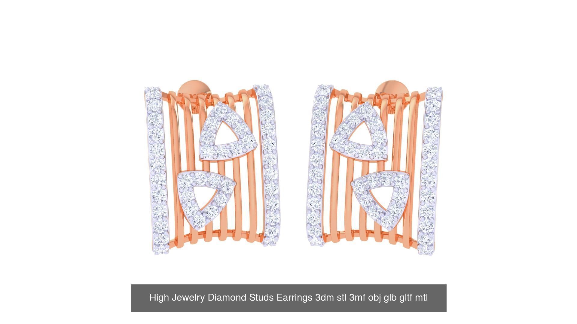 71 High Jewelry Diamond Studs Earrings 3dm stl 3mf obj 3D Model Collection_23