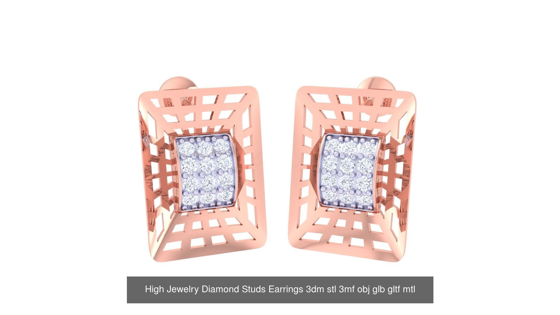 71 High Jewelry Diamond Studs Earrings 3dm stl 3mf obj 3D Model Collection_14