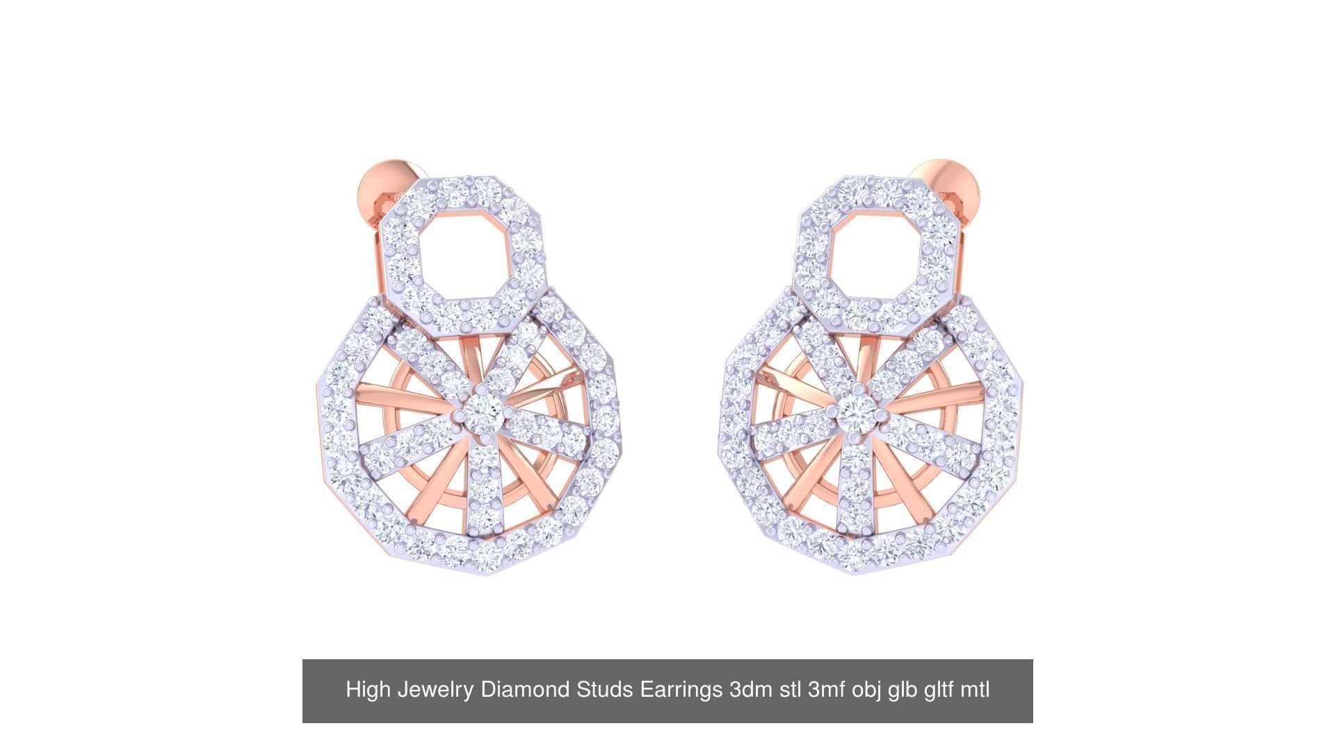 71 High Jewelry Diamond Studs Earrings 3dm stl 3mf obj 3D Model Collection_67