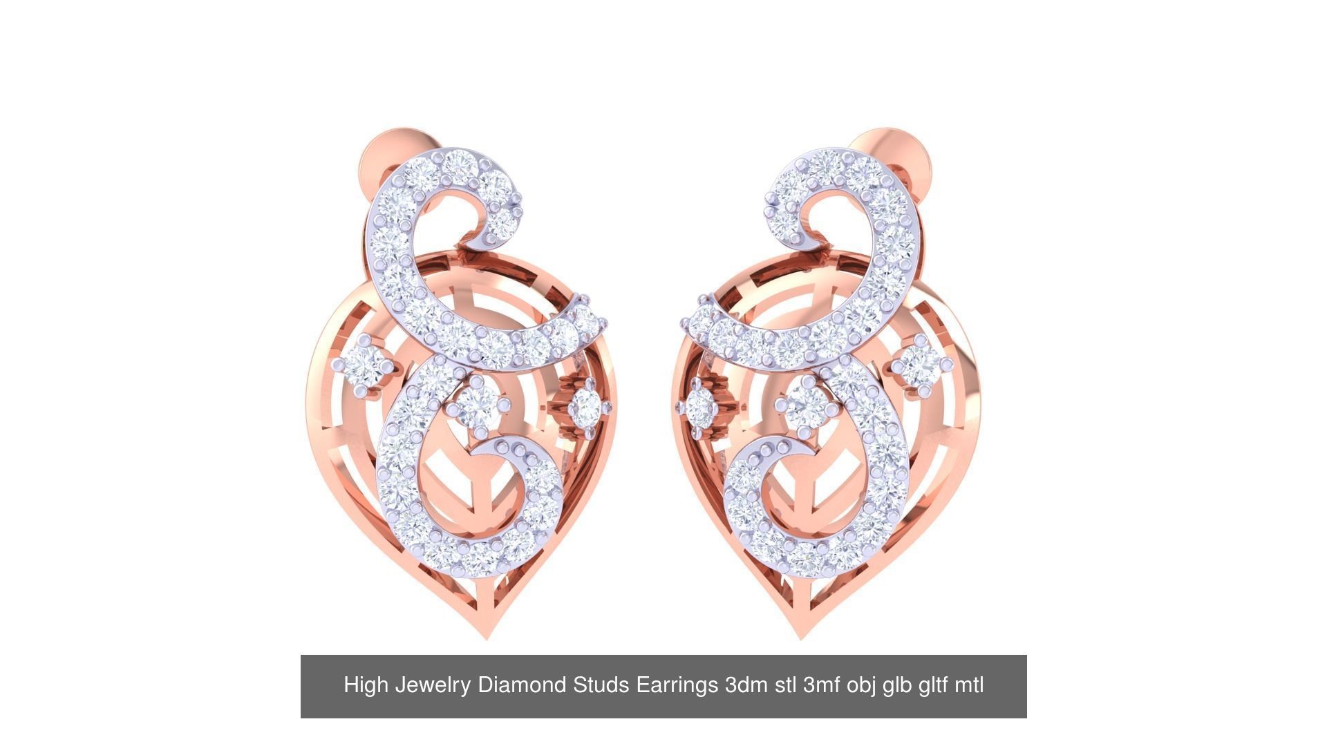 71 High Jewelry Diamond Studs Earrings 3dm stl 3mf obj 3D Model Collection_63