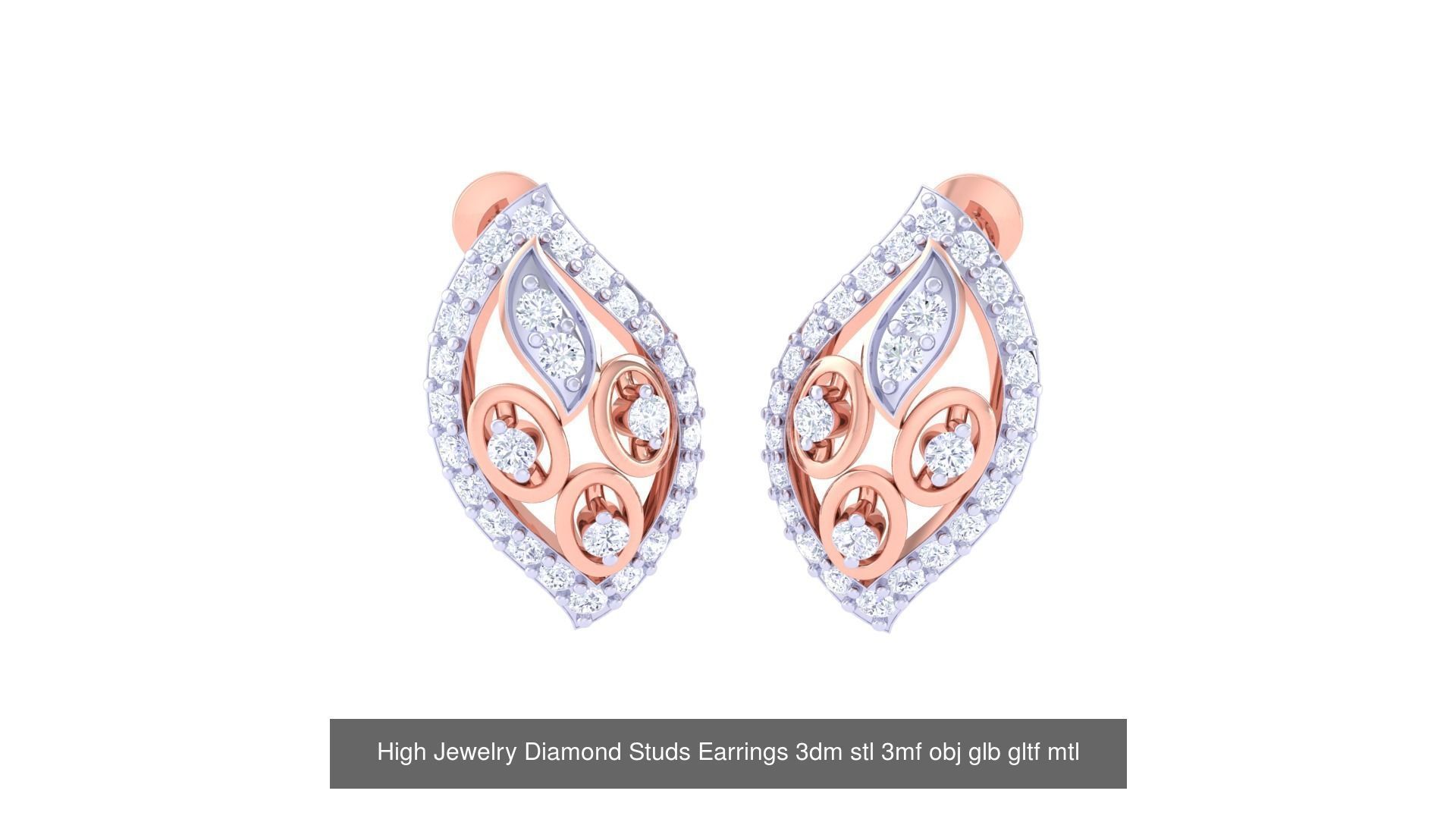 71 High Jewelry Diamond Studs Earrings 3dm stl 3mf obj 3D Model Collection_28