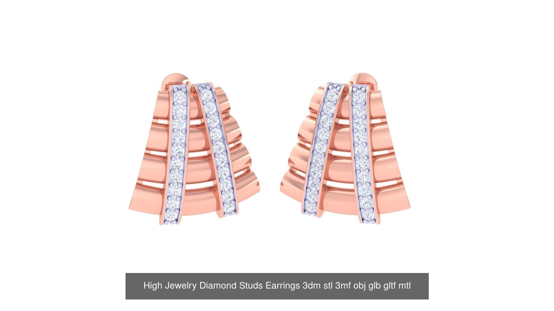 71 High Jewelry Diamond Studs Earrings 3dm stl 3mf obj 3D Model Collection_32