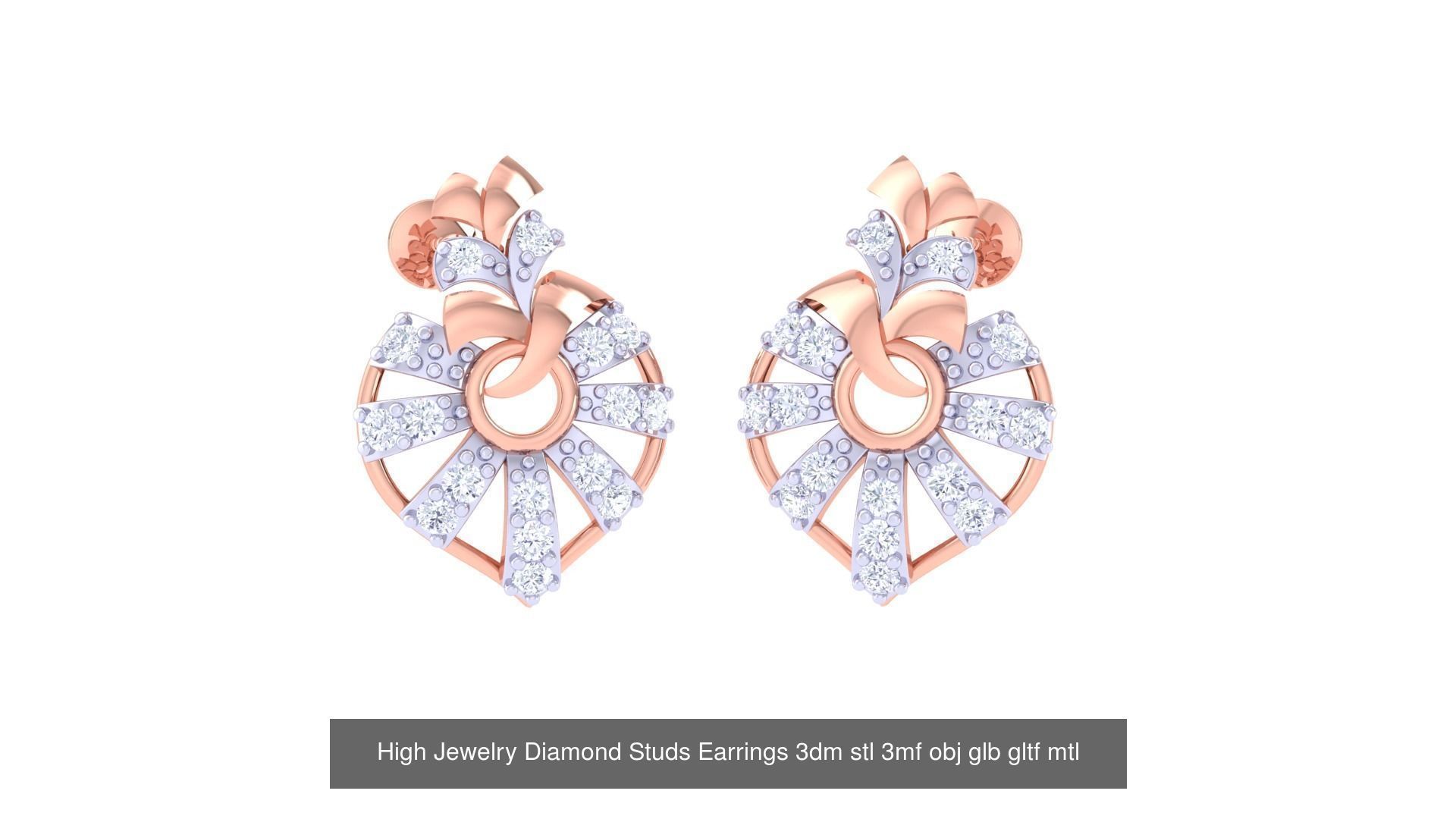 71 High Jewelry Diamond Studs Earrings 3dm stl 3mf obj 3D Model Collection_74