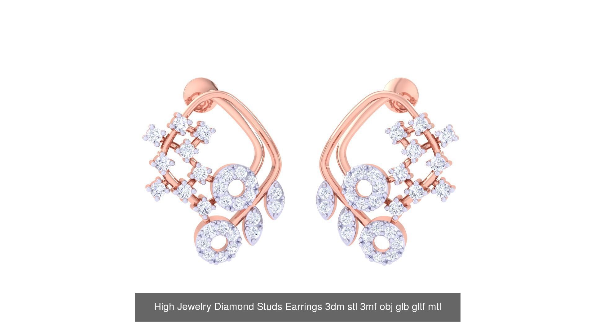 71 High Jewelry Diamond Studs Earrings 3dm stl 3mf obj 3D Model Collection_57
