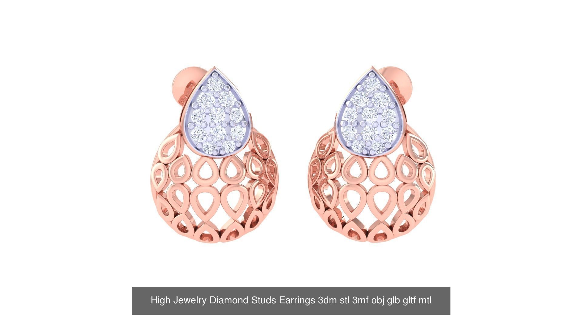 71 High Jewelry Diamond Studs Earrings 3dm stl 3mf obj 3D Model Collection_52