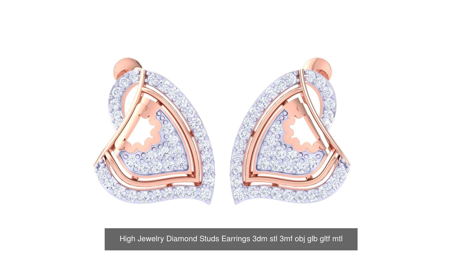 71 High Jewelry Diamond Studs Earrings 3dm stl 3mf obj 3D Model Collection_70