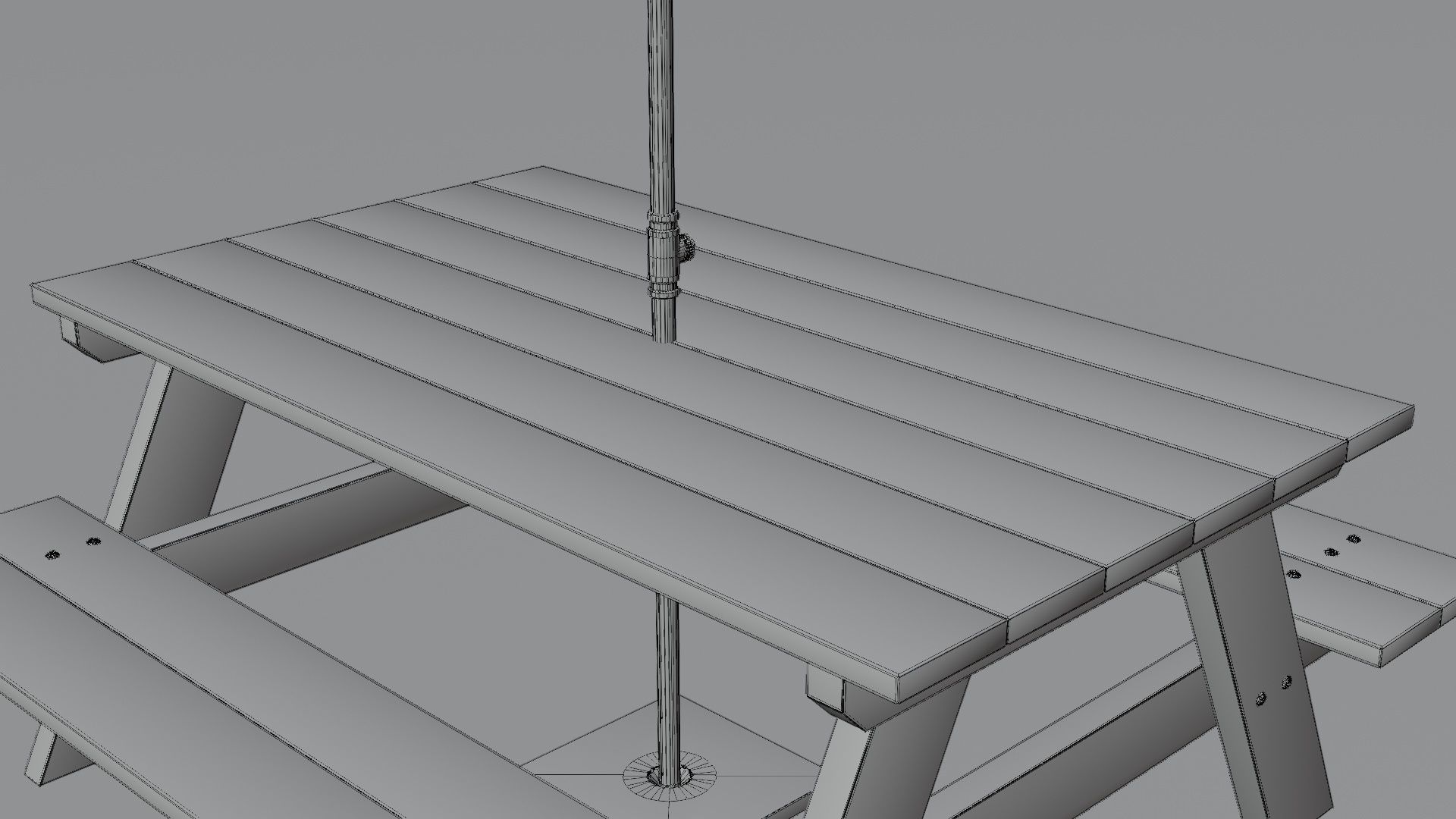 Umbrella Table Patio Chair id 5 Low-poly 3D model_13