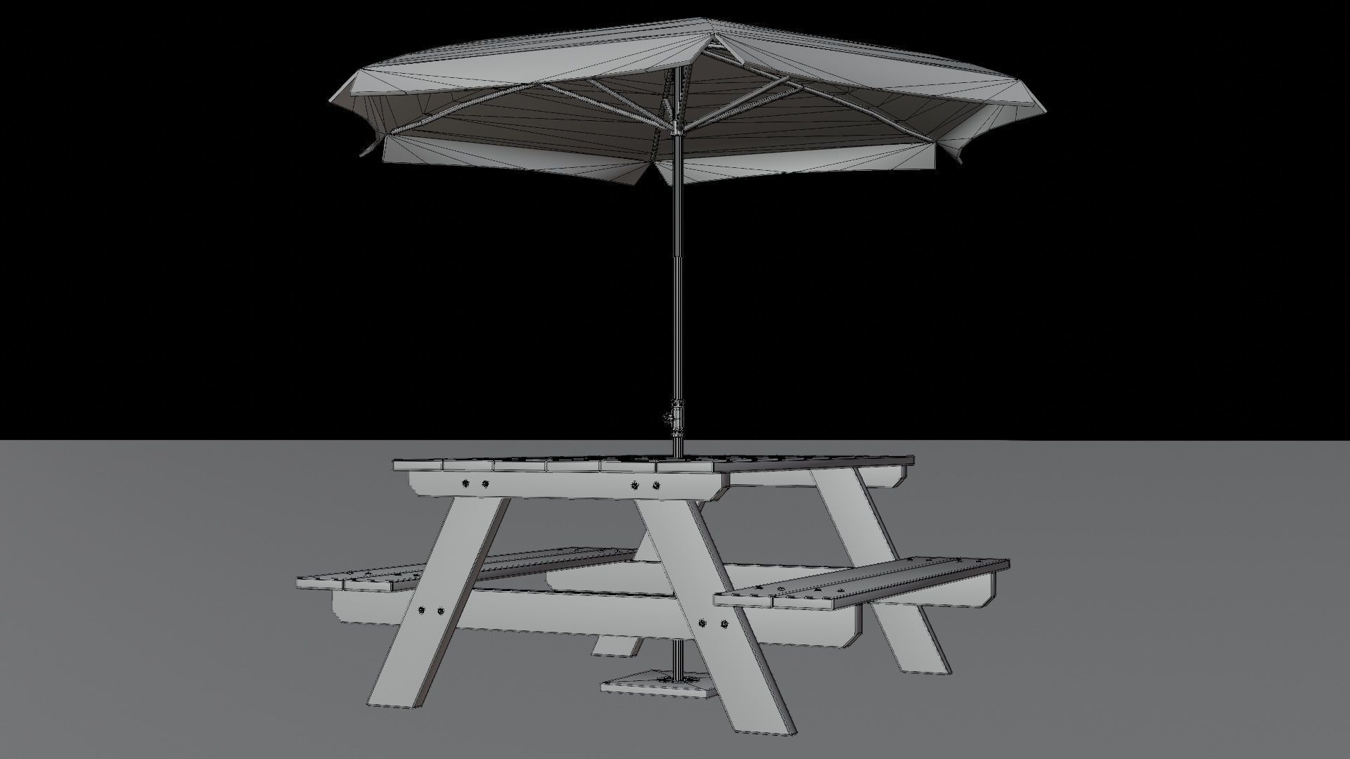 Umbrella Table Patio Chair id 5 Low-poly 3D model_11