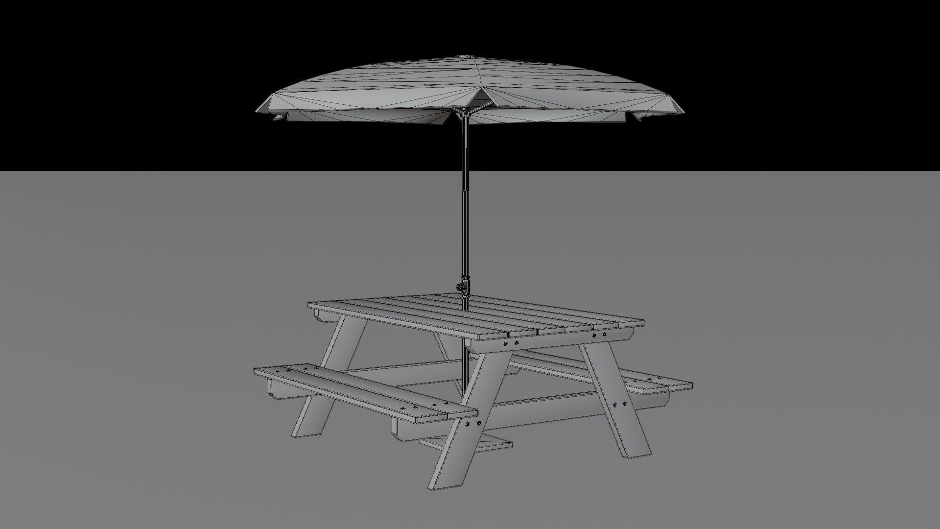 Umbrella Table Patio Chair id 5 Low-poly 3D model_10