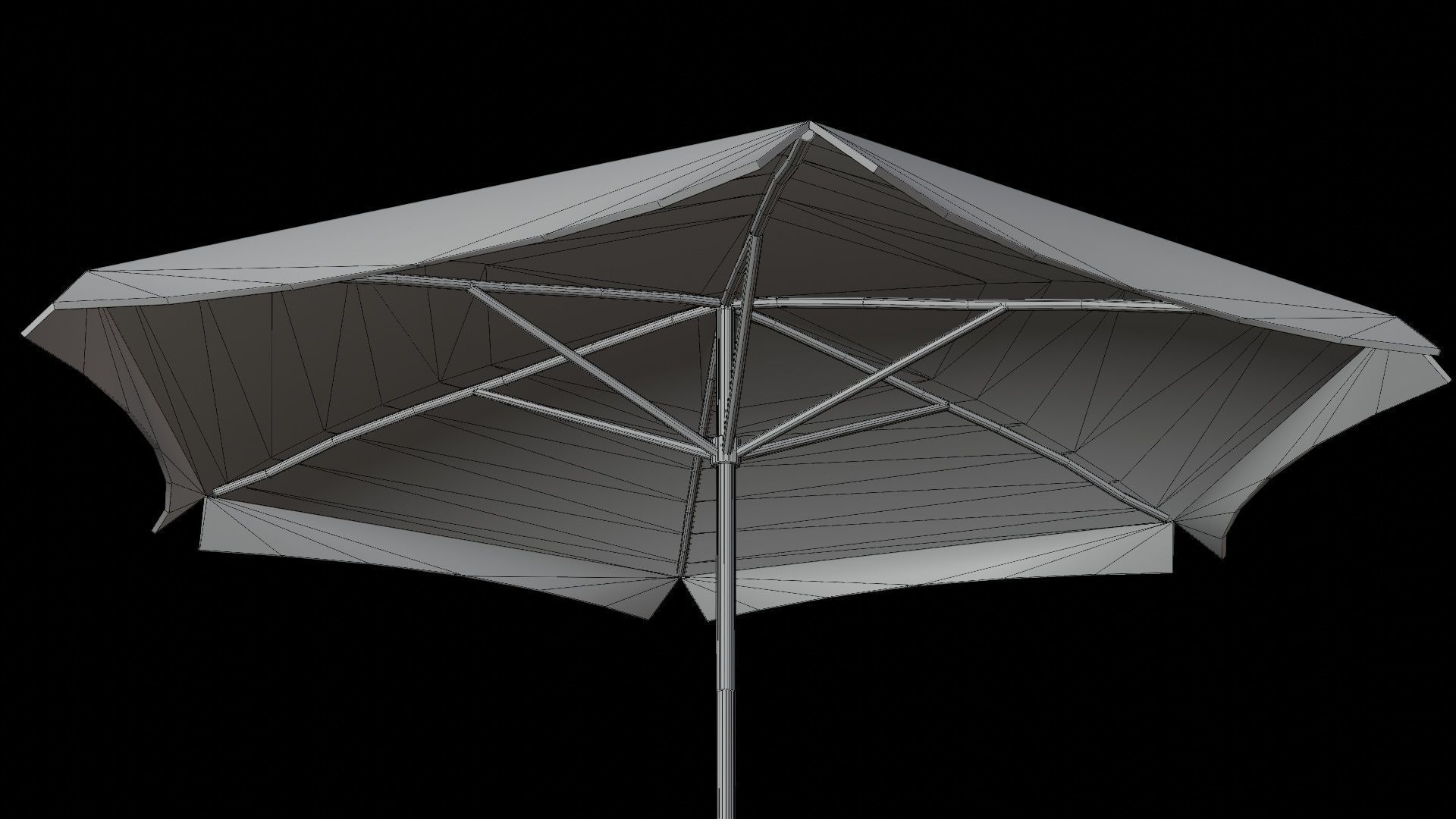 Umbrella Table Patio Chair id 5 Low-poly 3D model_15