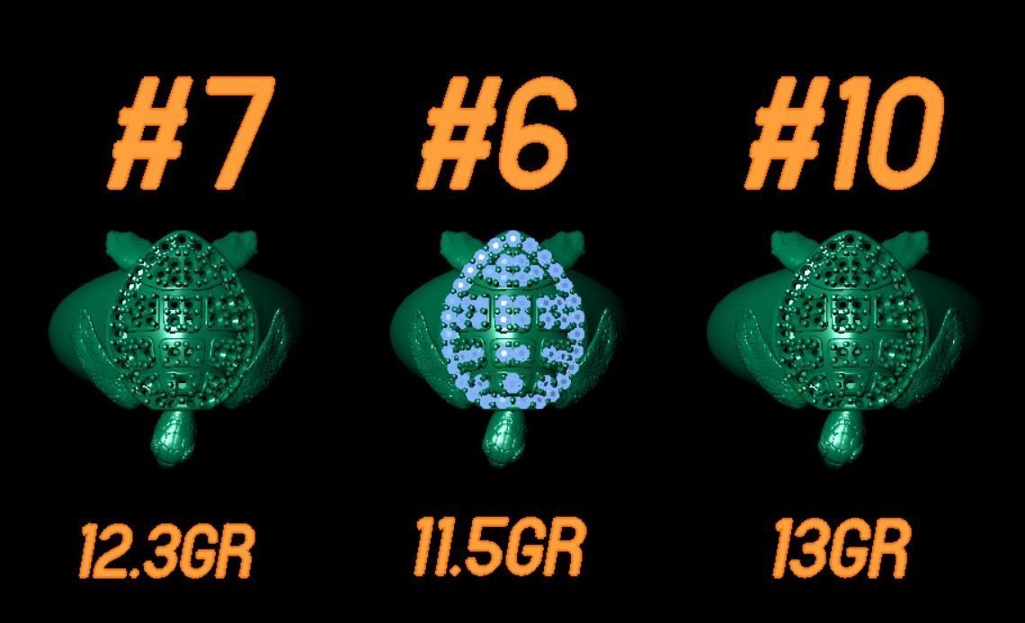 Sea turtle ring with stones 3D print model_8