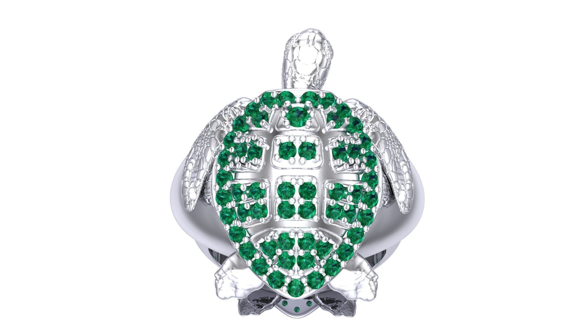Sea turtle ring with stones 3D print model_7