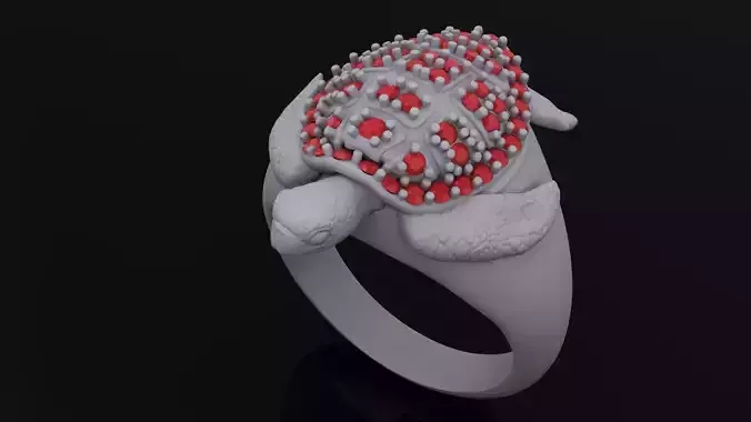 Sea turtle ring with stones 3D print model