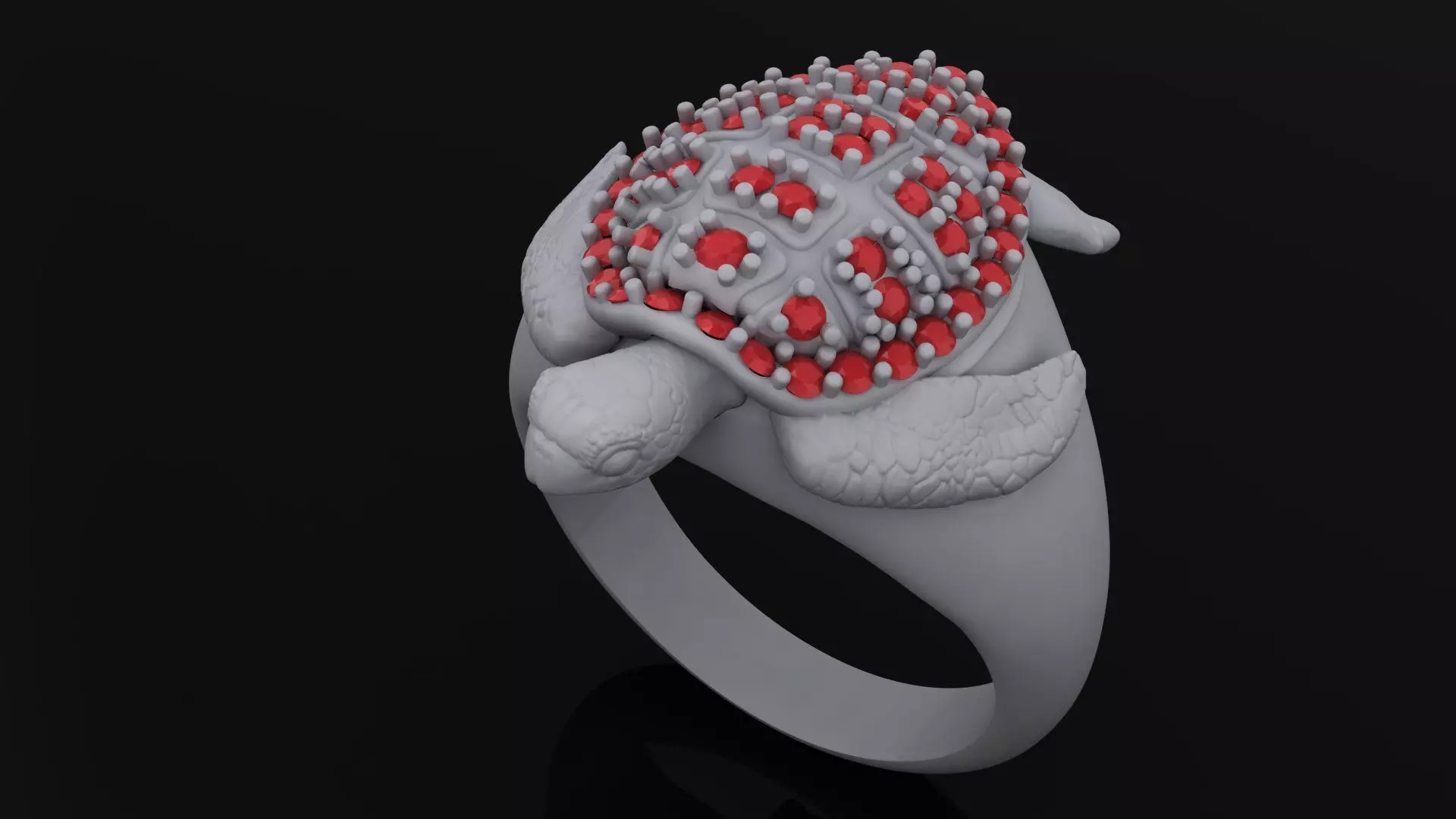 Sea turtle ring with stones 3D print model_0