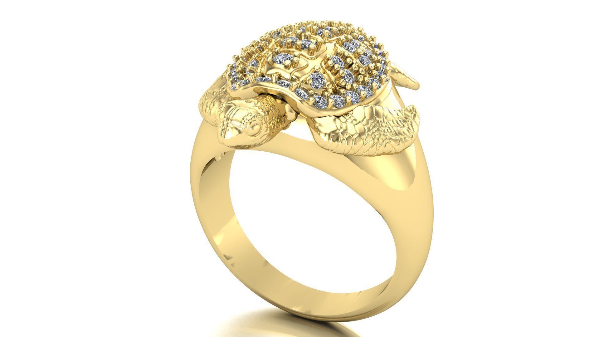 Sea turtle ring with stones 3D print model_5