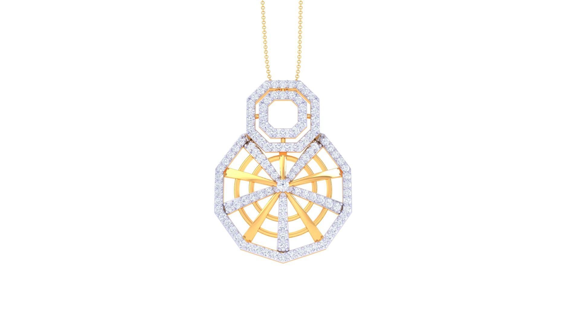 Spider Web High Jewelry Pendant Necklace 3dm stl 3mf obj glb 3D print model_7