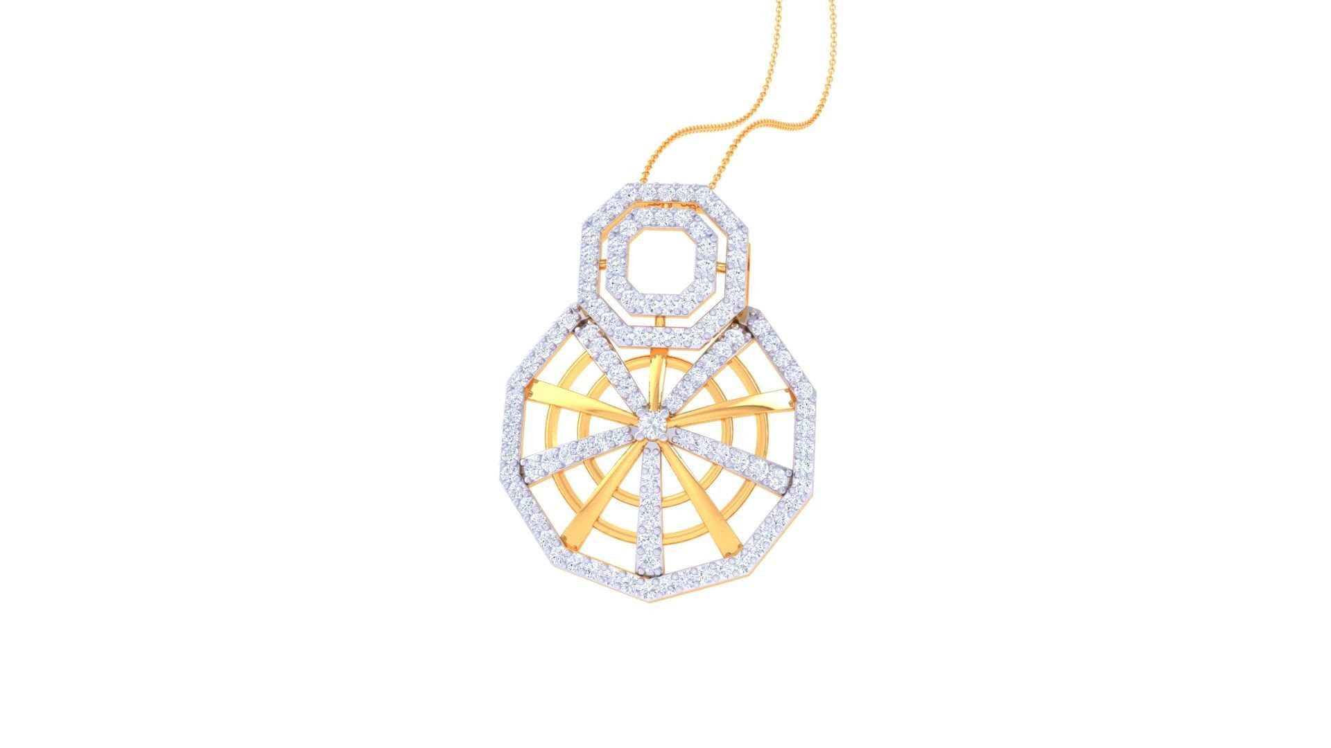 Spider Web High Jewelry Pendant Necklace 3dm stl 3mf obj glb 3D print model_6
