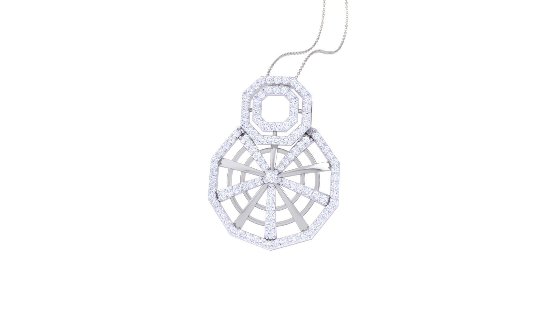 Spider Web High Jewelry Pendant Necklace 3dm stl 3mf obj glb 3D print model_5