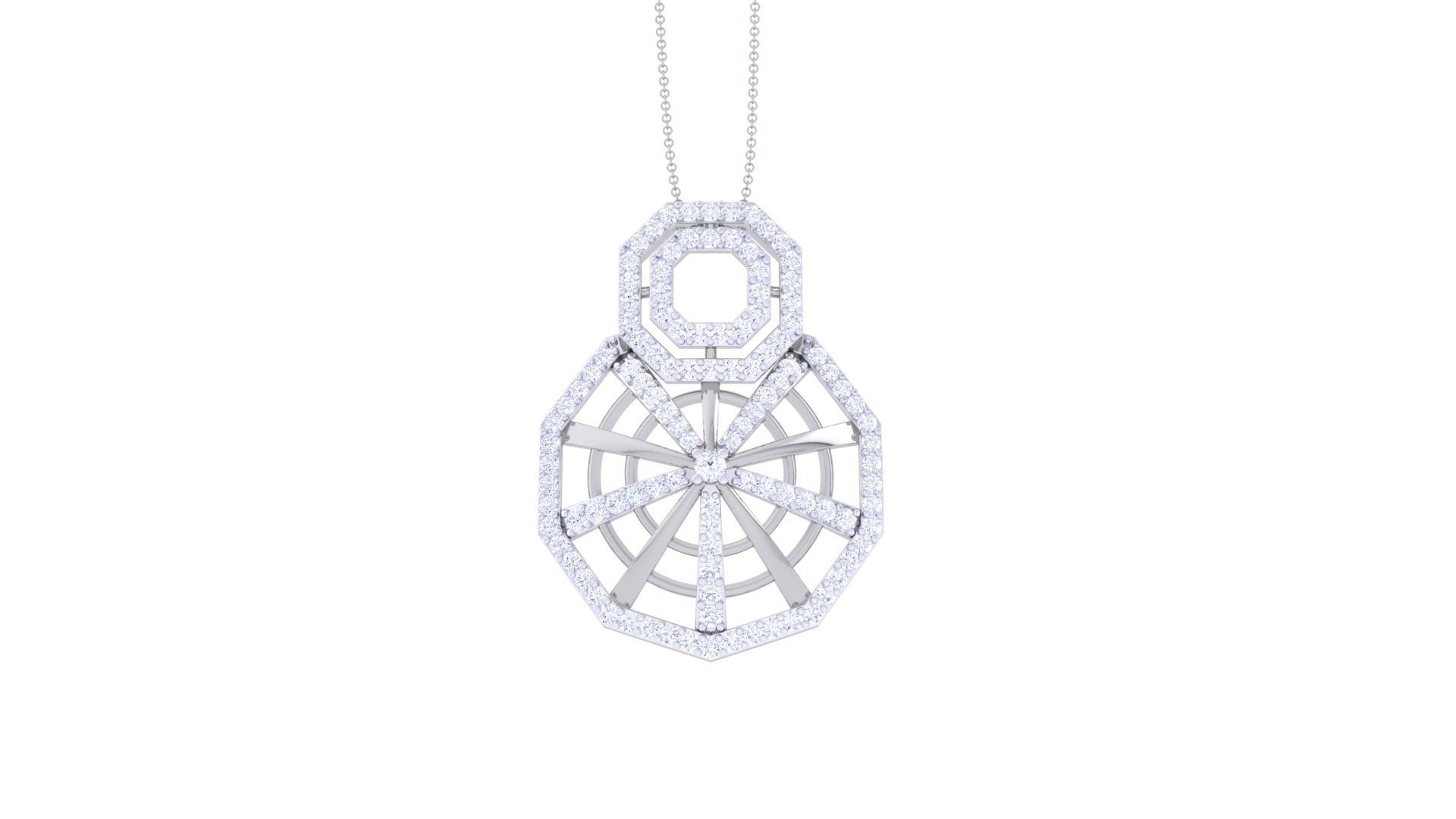 Spider Web High Jewelry Pendant Necklace 3dm stl 3mf obj glb 3D print model_8