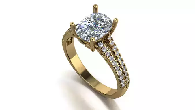 rectangle cushion engagement ring 3d model printable model  3D print model