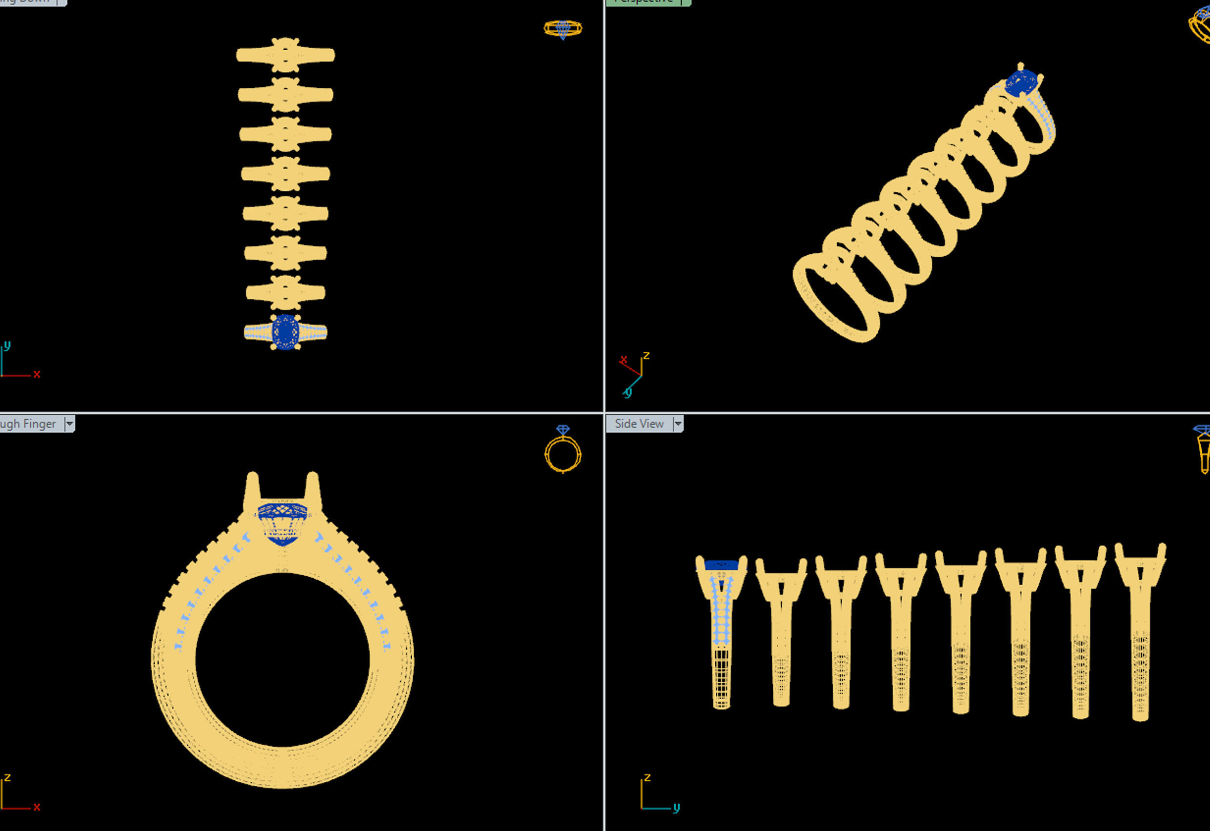 rectangle cushion engagement ring 3d model printable model  3D print model_4