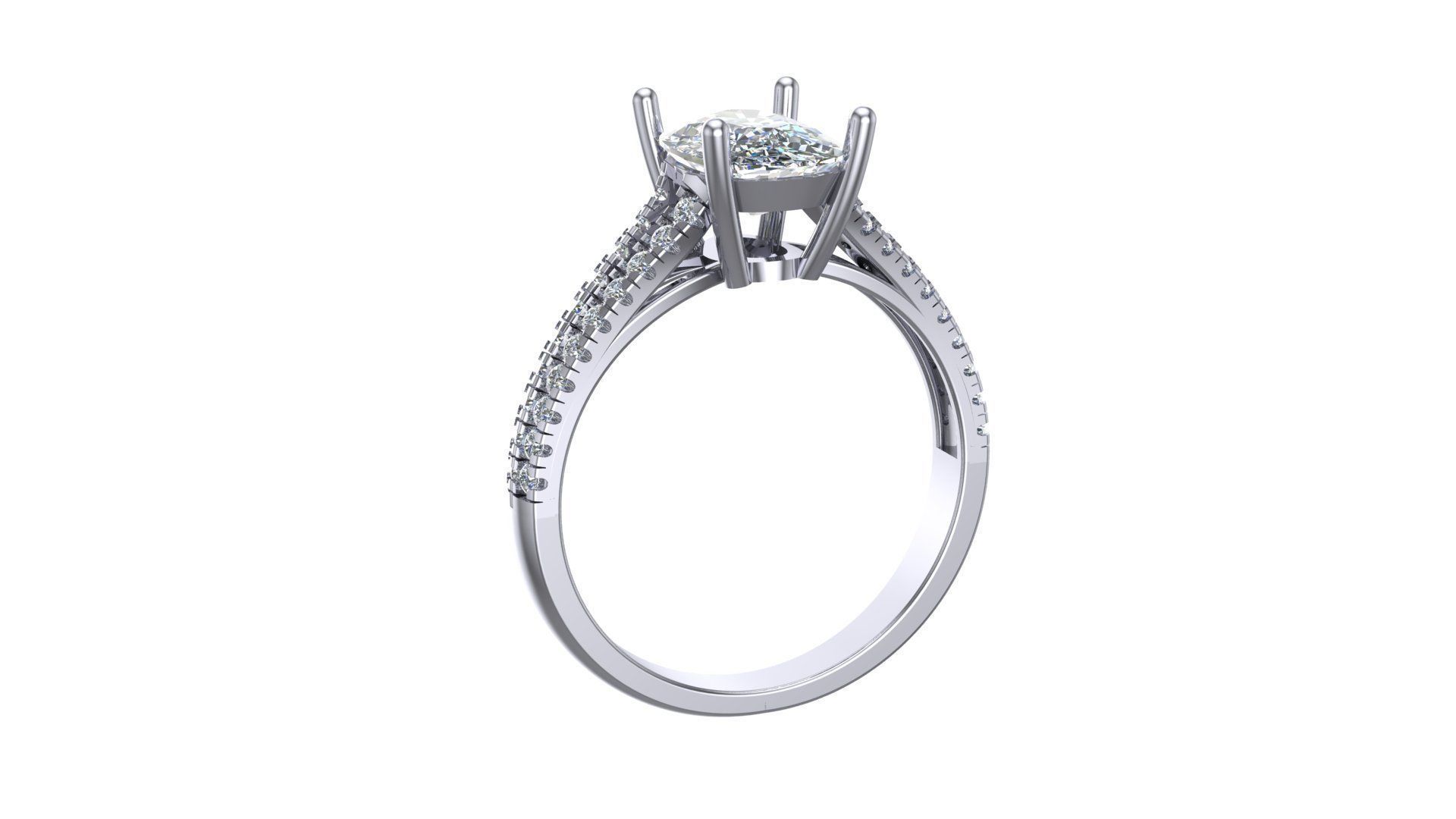 rectangle cushion engagement ring 3d model printable model  3D print model_5