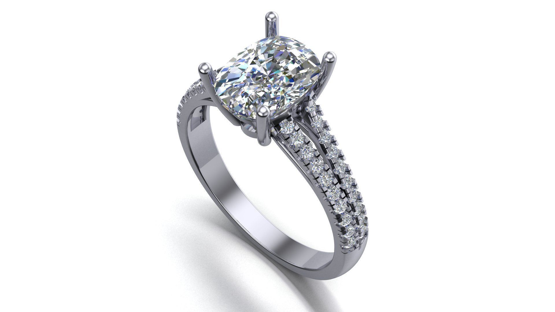 rectangle cushion engagement ring 3d model printable model  3D print model_2