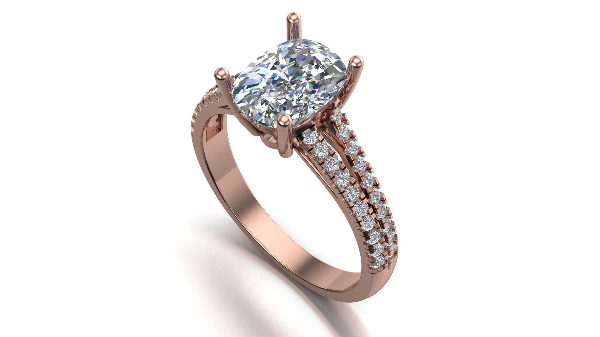 rectangle cushion engagement ring 3d model printable model  3D print model_1