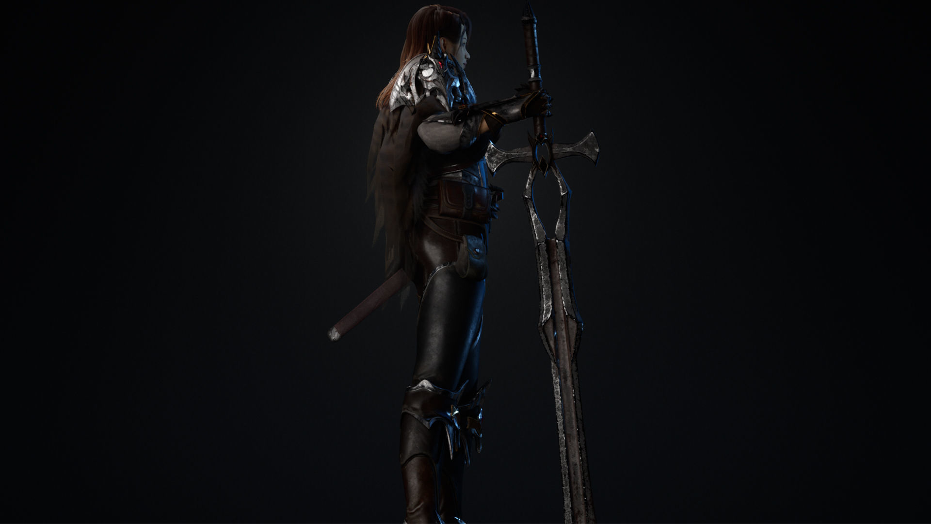 Girl Knight Low-poly 3D model_8