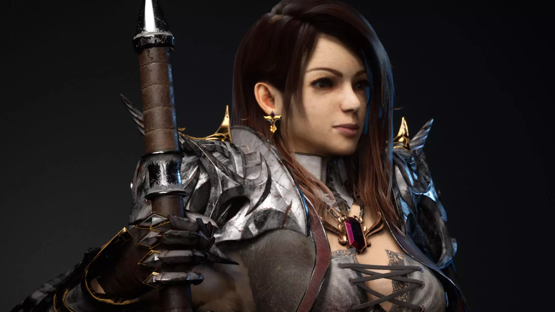 Girl Knight Low-poly 3D model_0