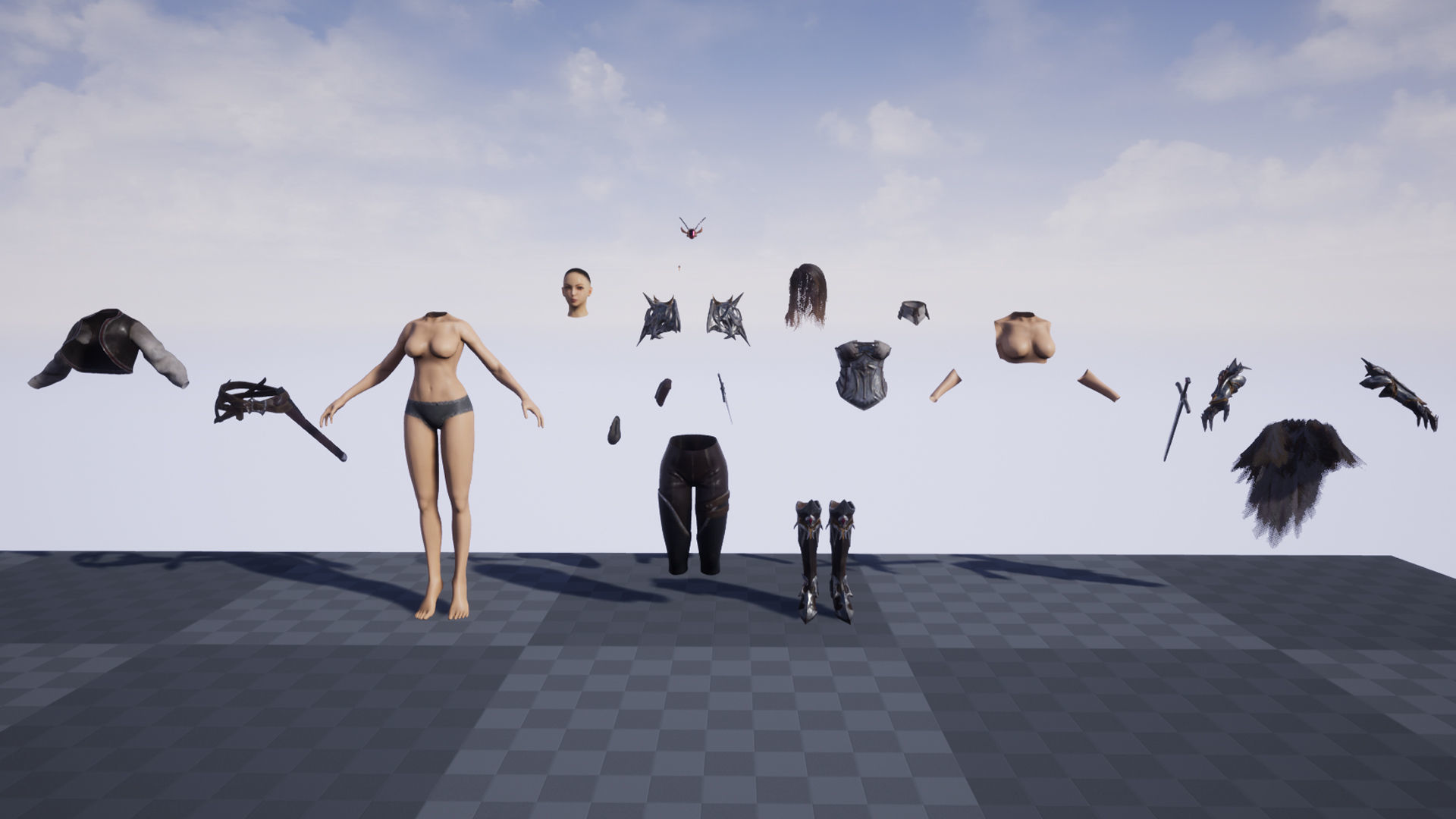 Girl Knight Low-poly 3D model_13