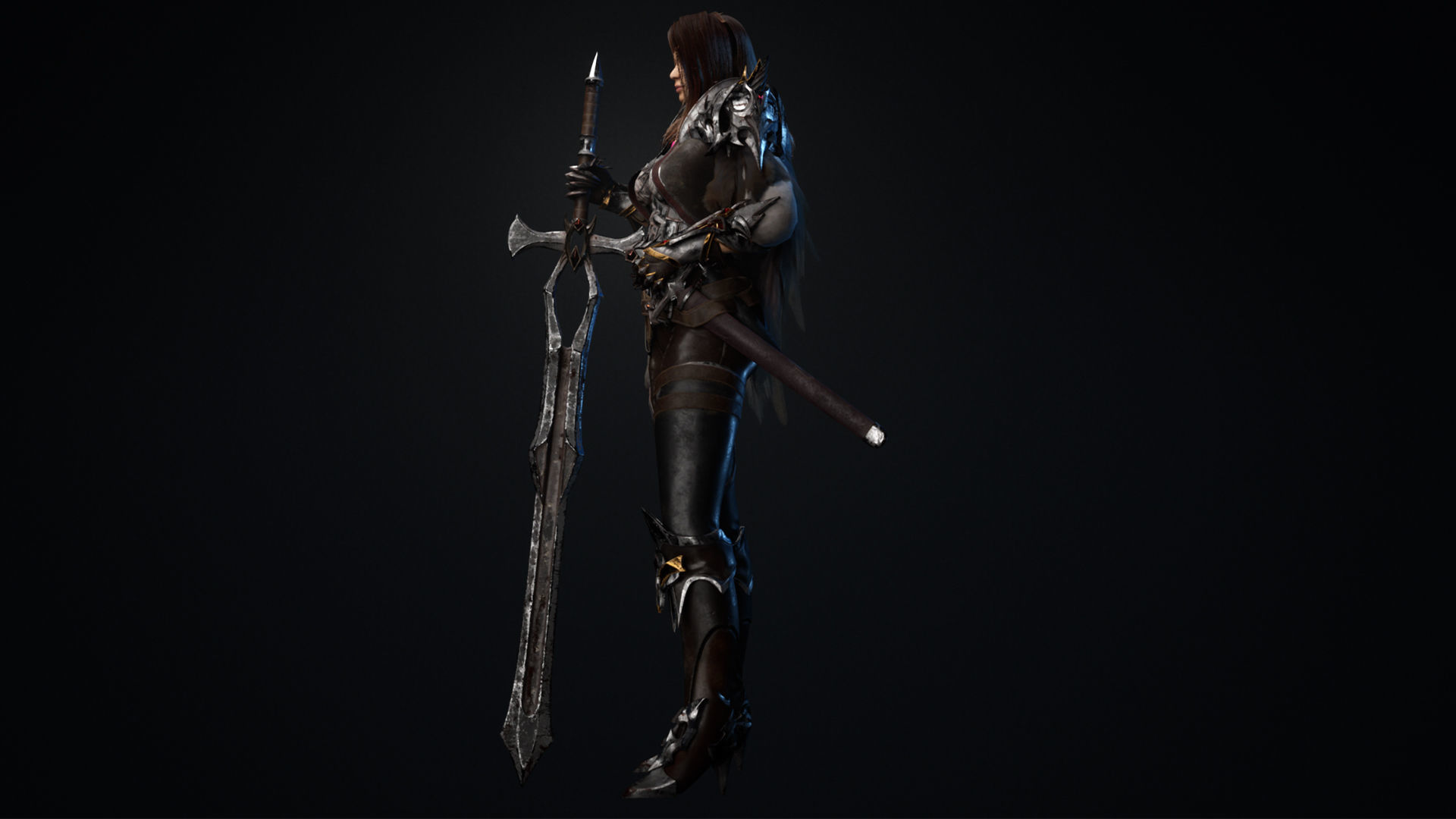 Girl Knight Low-poly 3D model_9