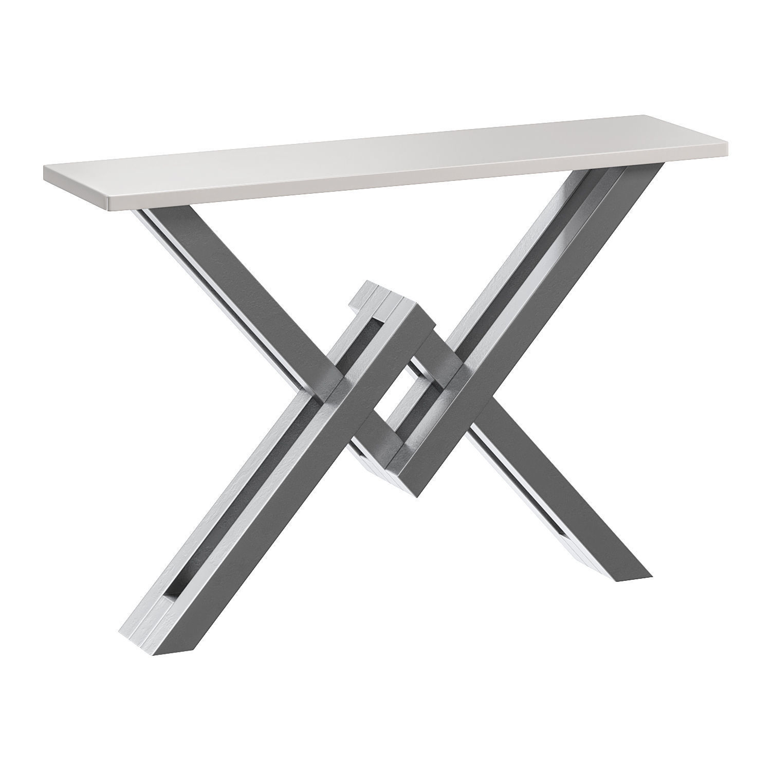 White Gold Narrow Console Table by Homary 3D model_1