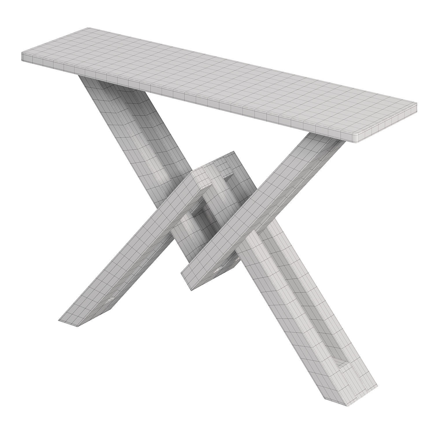 White Gold Narrow Console Table by Homary 3D model_2