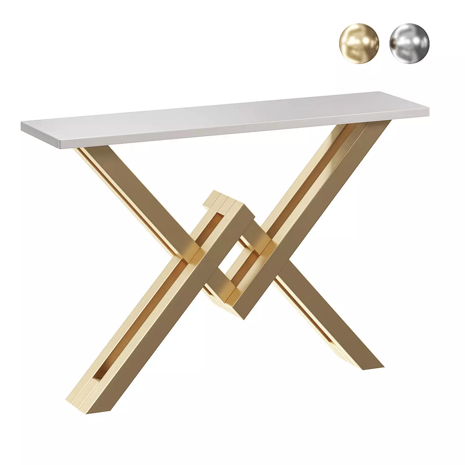 White Gold Narrow Console Table by Homary 3D model_0