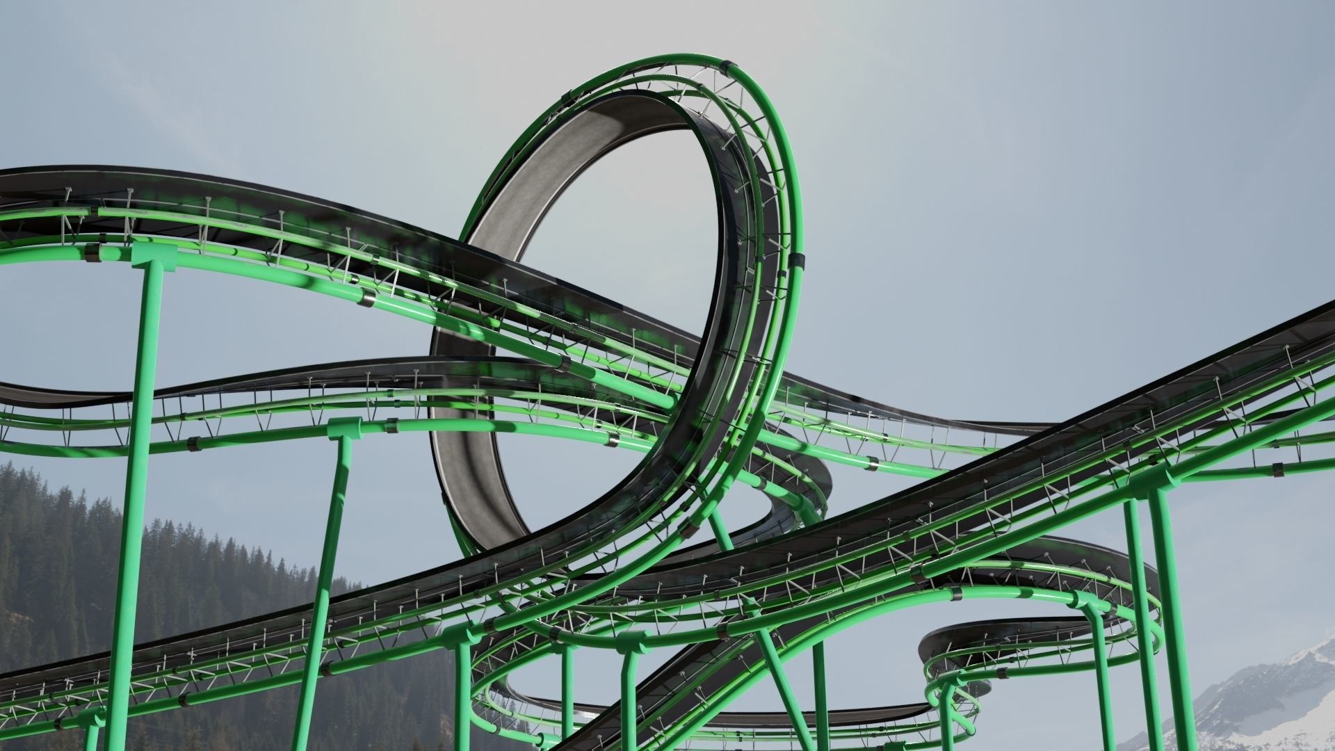 Acrobatic Auto Circuit Low-poly 3D model_9