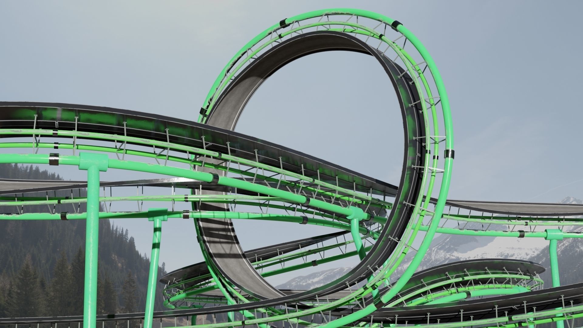 Acrobatic Auto Circuit Low-poly 3D model_2