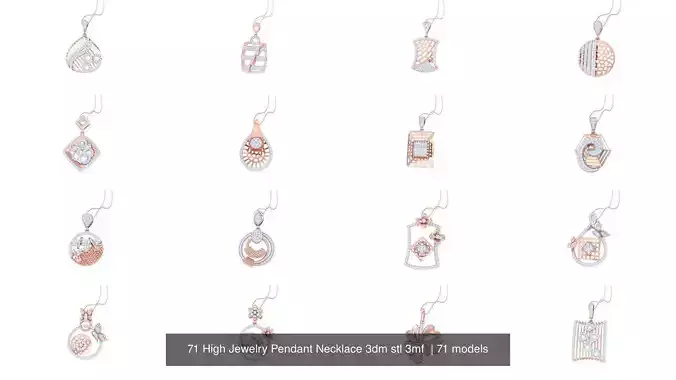 71 High Jewelry Pendant Necklace 3dm stl 3mf  3D Model Collection