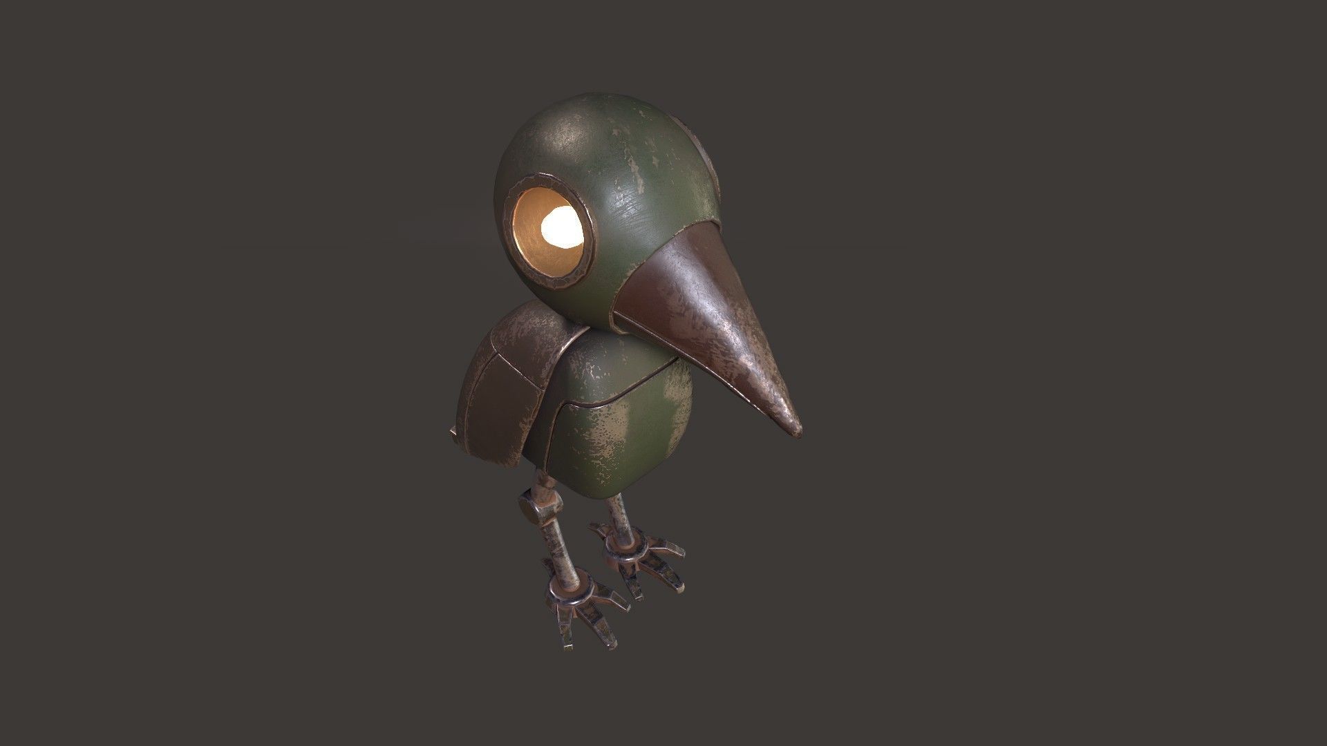 Mechanical Bird Figurine Low-poly 3D model_11