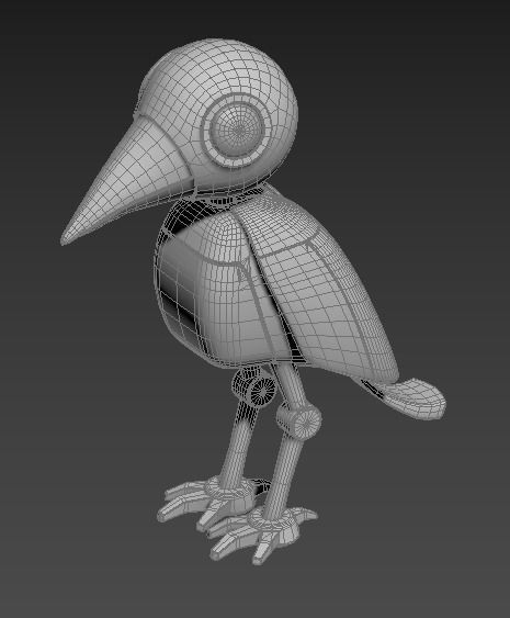 Mechanical Bird Figurine Low-poly 3D model_15