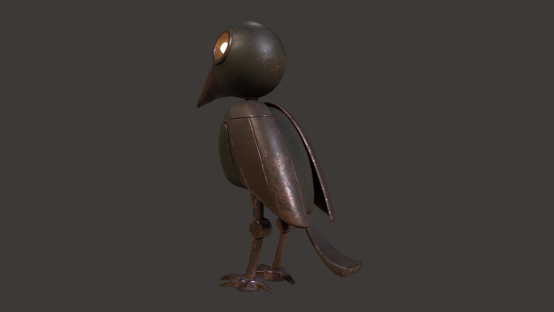 Mechanical Bird Figurine Low-poly 3D model_2