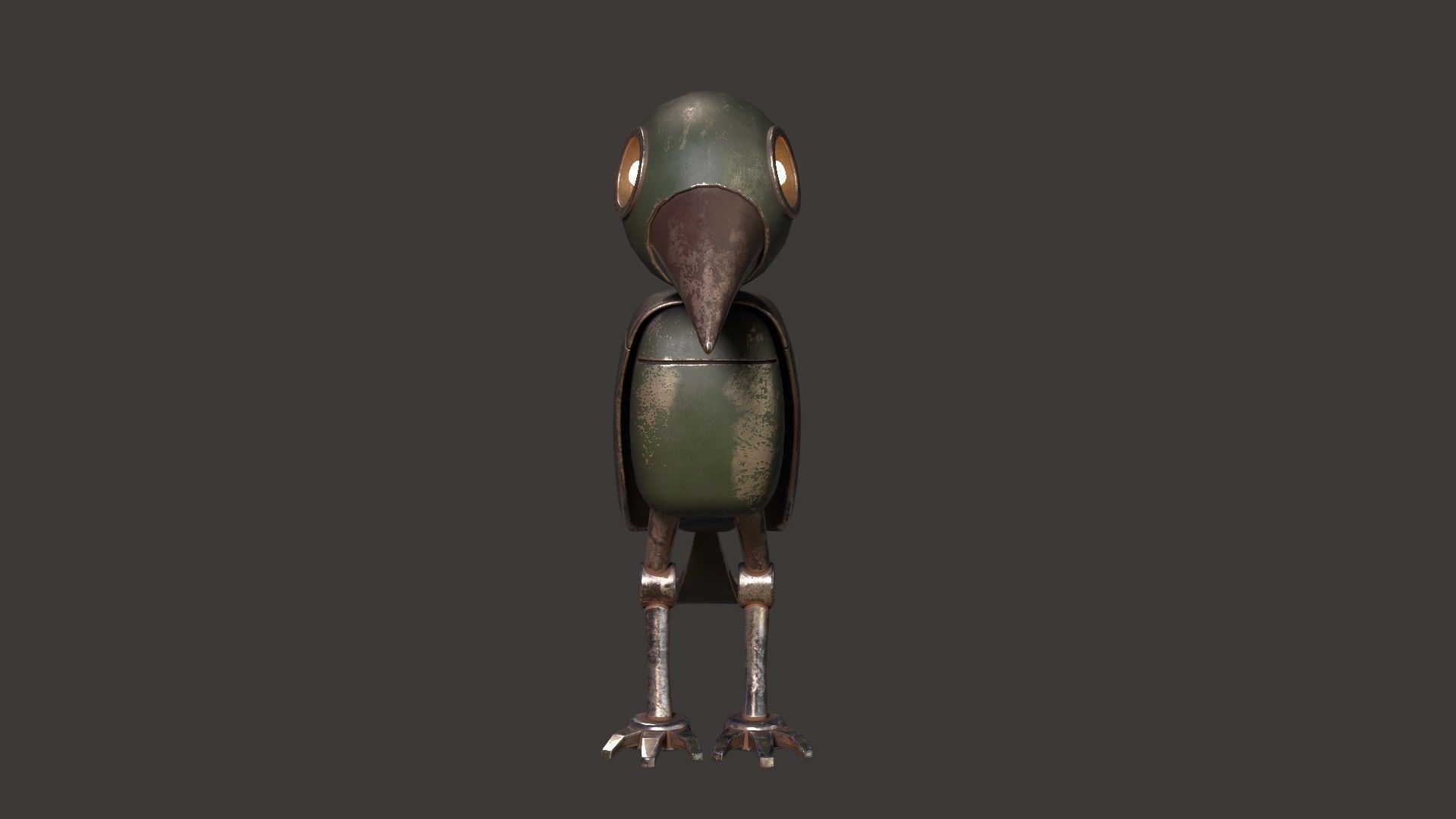 Mechanical Bird Figurine Low-poly 3D model_6